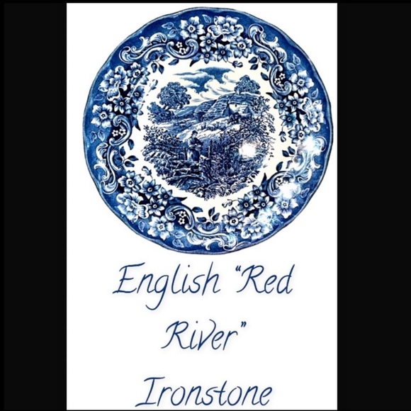 BLUE WHITE CHINA ENGLAND IRONSTONE DINNER PLATE 9” RED RIVER 17th CENTURY ENGL - Picture 2 of 4